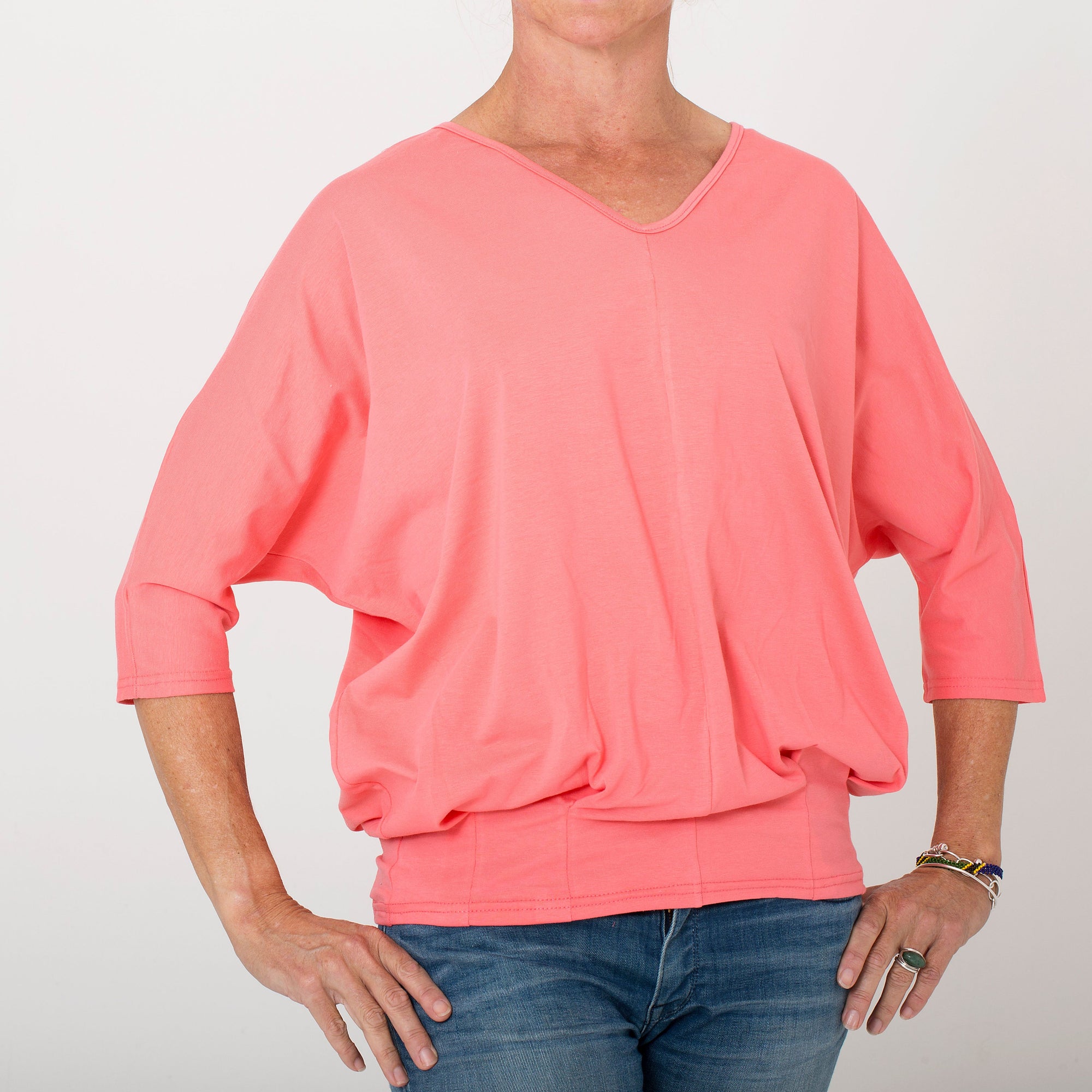 V-Neck Capri Pleated Top